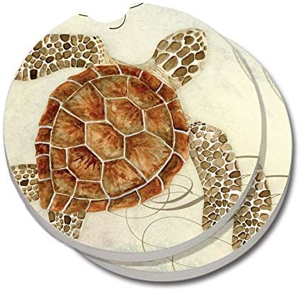 CounterArt Absorbent Stoneware Car Coaster, Sea Turtle, Set of 2