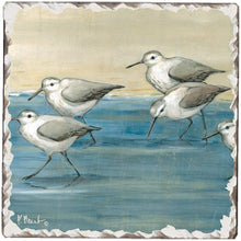 Load image into Gallery viewer, First Dawn Absorbent Stone Tumbled Tile Coasters, Sandpipers on The Beach, Set of 4
