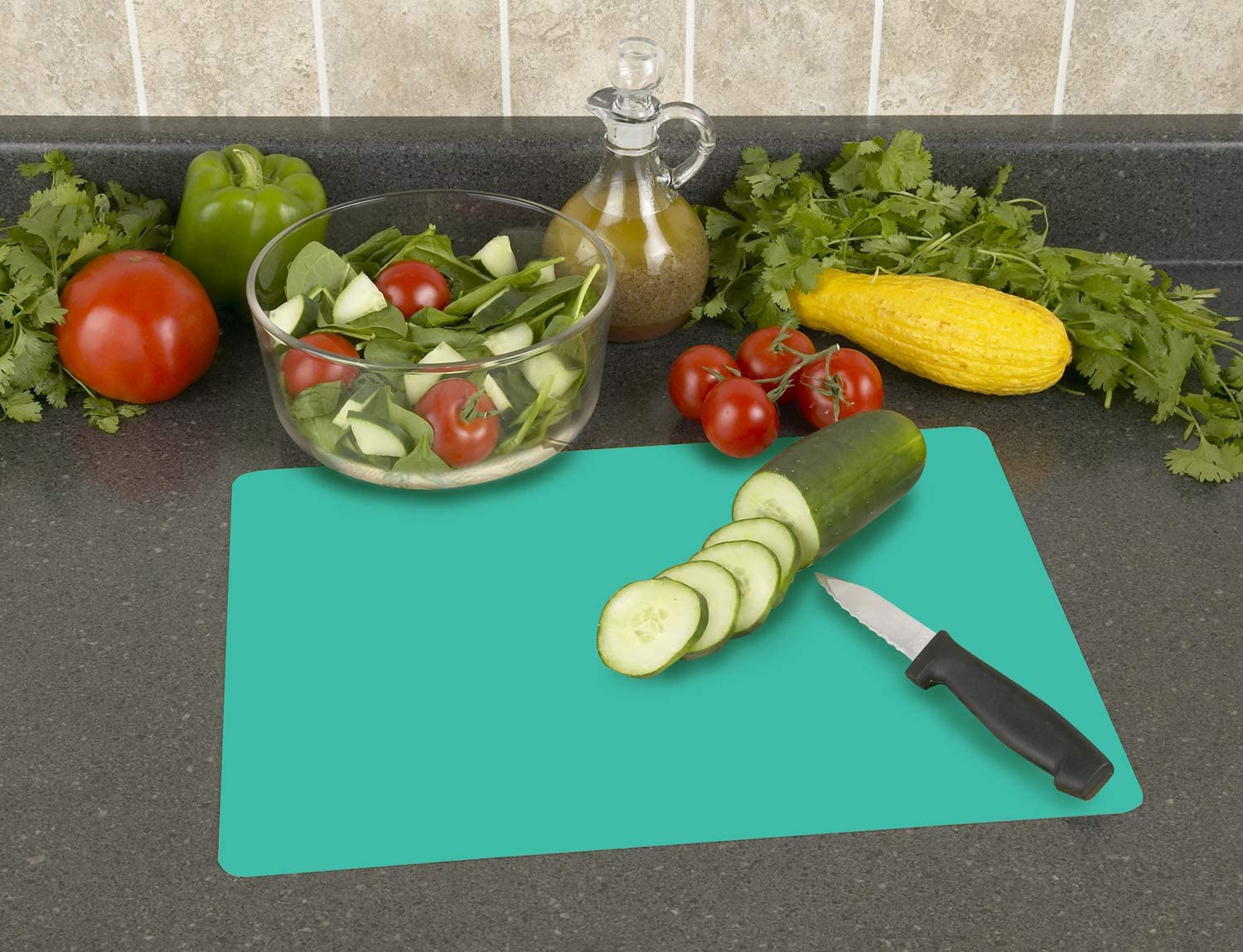 Counterart Flexible Cutting Mat with Food Icons, Assorted Color - 4 count