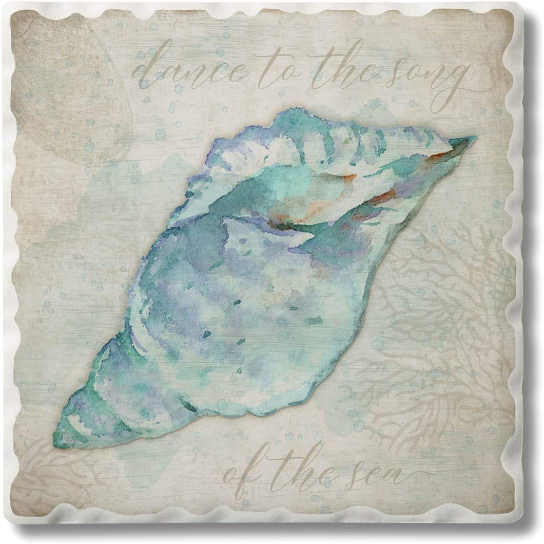 First Dawn Absorbent Stone Tumbled Tile Coasters, Shell 2, Set of 4