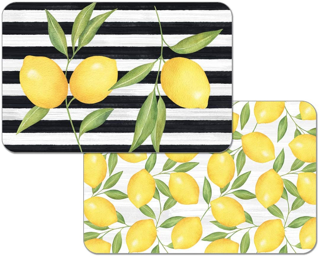 Counterart Jardin De Citron Reversible Wipe Clean Placemats Set of 4 Made in The USA