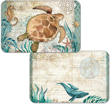 Load image into Gallery viewer, CounterArt Monterey Bay Turtle Reversible Easy Care Placemat Set of 4 Made in The USA
