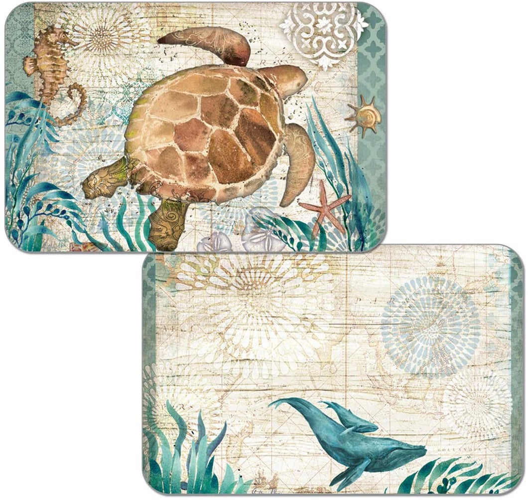 CounterArt Monterey Bay Turtle Reversible Easy Care Placemat Set of 4 Made in The USA