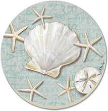 Load image into Gallery viewer, CounterArt Absorbent Stone Round Stoneware Coaster Set - Linen Shells - Made In The USA
