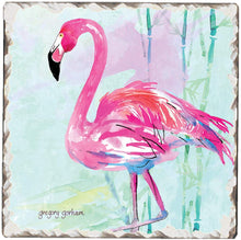 Load image into Gallery viewer, First Dawn Absorbent Stone Tumbled Tile Coasters, Flamingo Fantasy, Set of 4
