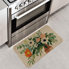Load image into Gallery viewer, Counterart Natural Linen Look Decorative Low Profile Indoor/Outdoor Floor Mat with Recycled Rubber Back, Fresh Poppies by Jennifer Brinley, Printed in The USA, 29.5” x 17.75”.
