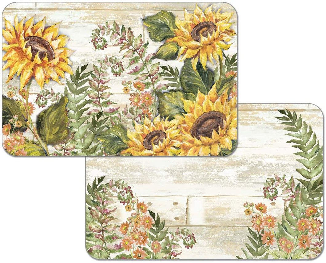 Highland Home Counterart Reversible Set of 4 Wipe Clean Placemats Sunflowers