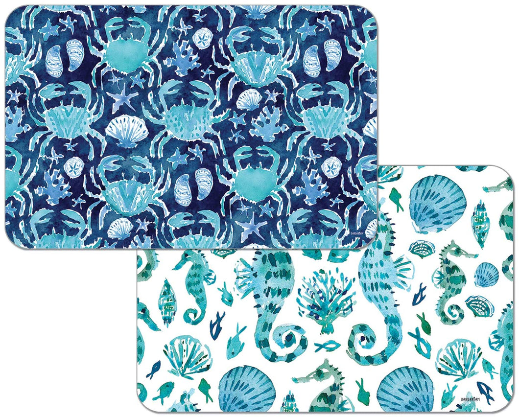 CounterArt Reversible Easy Care Placemats - Ocean Fantasy Set of 4 Made in The USA