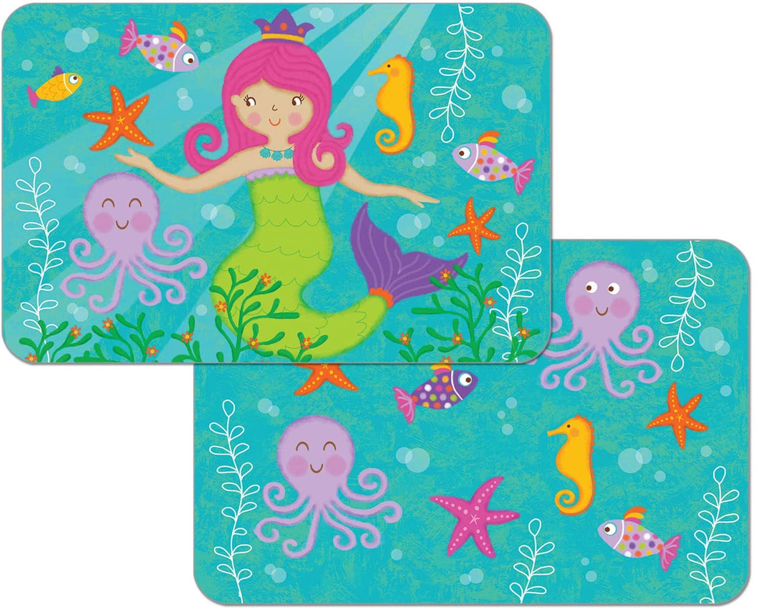 CounterArt Kids Mermaid Reversible Rectangular Wipe Clean Placemat Set of 4