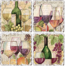 Load image into Gallery viewer, CounterArt Set of 4 Assorted Tumbled Tile Coasters, Wine Time Made in The USA
