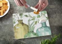 Load image into Gallery viewer, CounterArt Greenery Tempered Glass Counter Saver/Cutting Board 10” x 8” Made in the USA
