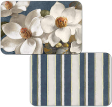 Load image into Gallery viewer, Counterart Magnolia On Blue Reversible Rectangular Wipe Clean Placemat Set of 4 Made in The USA
