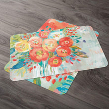 Load image into Gallery viewer, CounterArt Coral Floral Reversible Rectangular Placemat Set of 4
