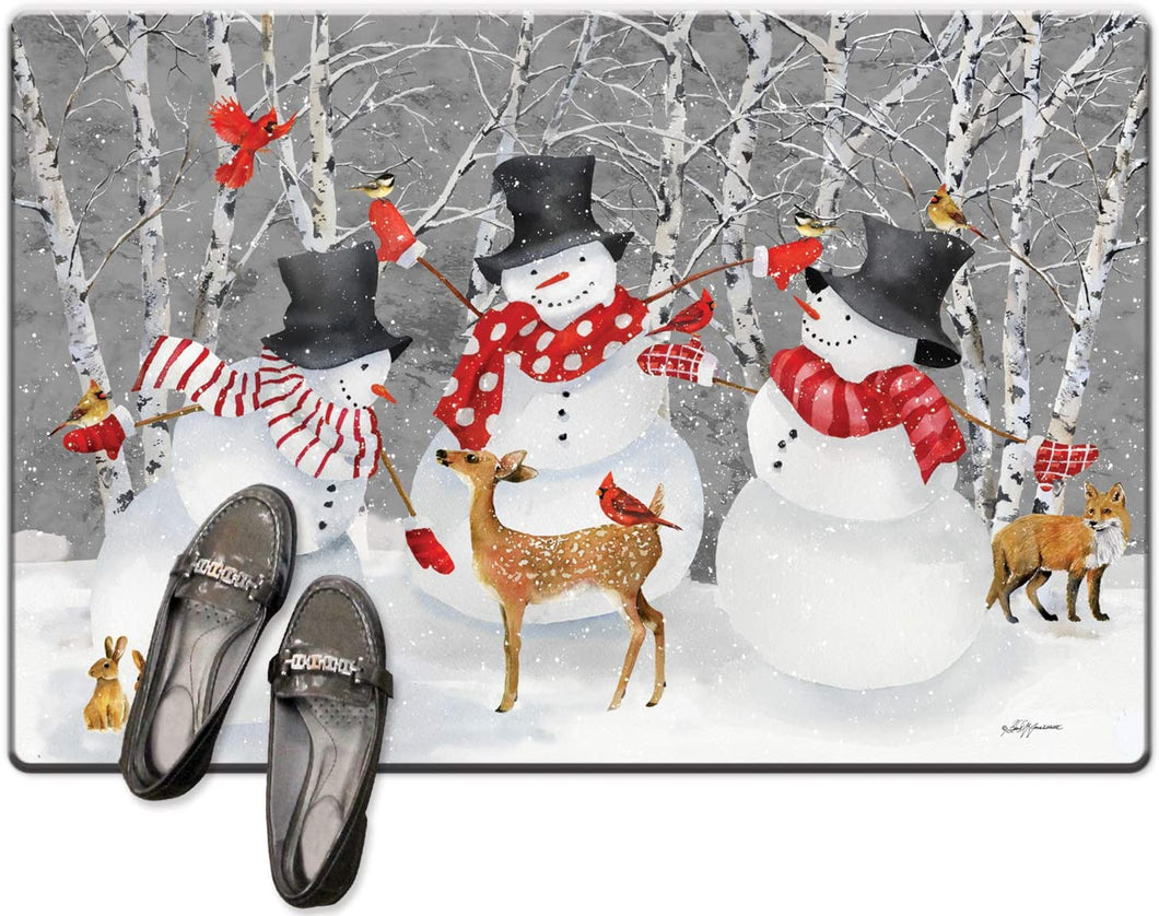 Holiday Decorative Merry & Bright Snowmen Floor Mat