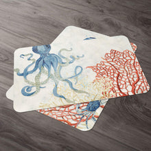 Load image into Gallery viewer, Counterart Set of 4 Reversible Wipe Clean Placemats Indigo Ocean
