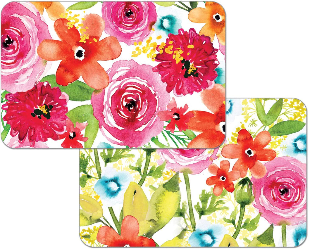 CounterArt Summer Blossoms Reversible Rectangular Placemat Set of 4 Made in The USA