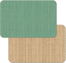 Load image into Gallery viewer, CounterArt Mint Green and Natural Basket Weave Design Reversible Easy Care Plastic Placemat Set of 4 Made in The USA
