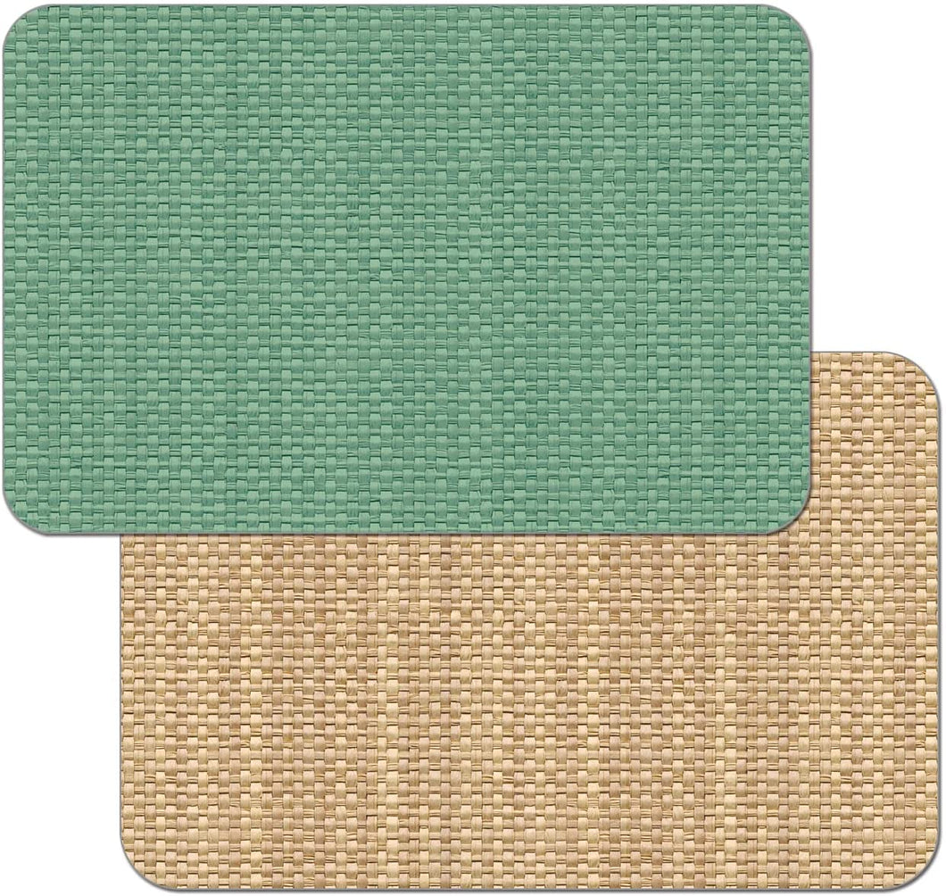 CounterArt Mint Green and Natural Basket Weave Design Reversible Easy Care Plastic Placemat Set of 4 Made in The USA