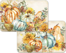 Load image into Gallery viewer, CounterArt Harvest Pumpkins and Sunflowers Rectangular Placemat Set of 4
