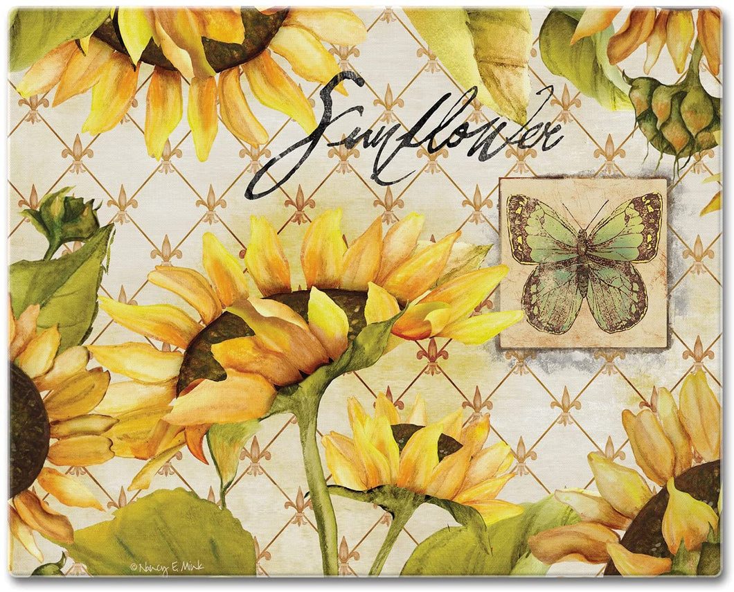 CounterArt Tempered Glass Counter Saver 15” x 12” Sunflowers in Bloom - Printed in the USA