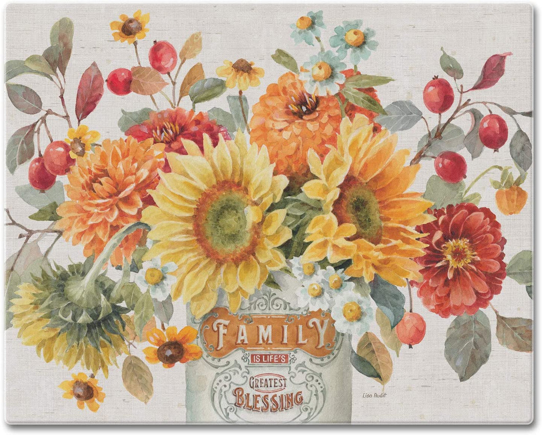 CounterArt Tempered Glass Counter Saver 15” x 12” Holiday Autumn in Bloom - Printed in the USA