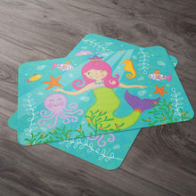 Load image into Gallery viewer, CounterArt Kids Mermaid Reversible Rectangular Wipe Clean Placemat Set of 4
