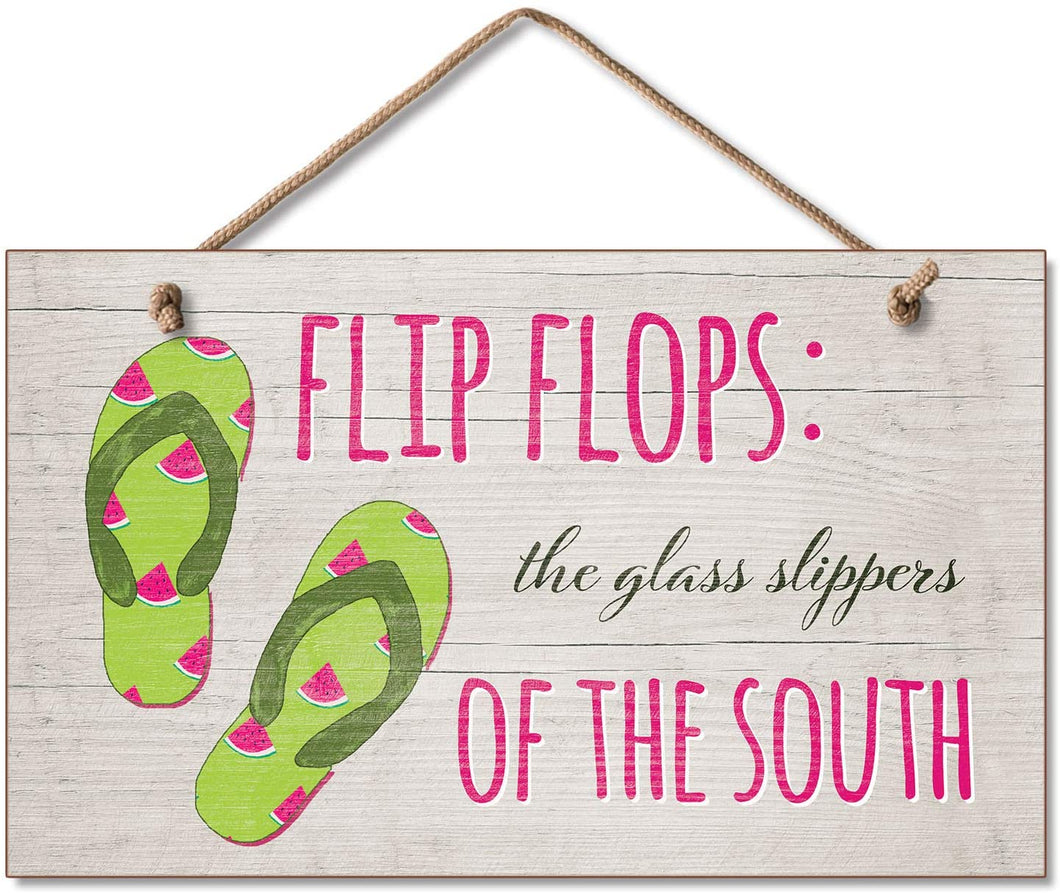 Highland Home CounterArt Everyday Wisdom Hanging Wood Sign Flip Flops of The South - Made in USA