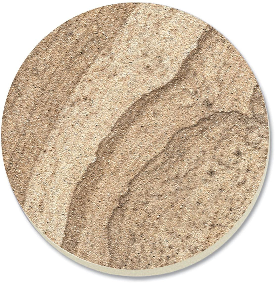 CounterArt Absorbent Round Stoneware Coaster 4 pack - Sandstone Design