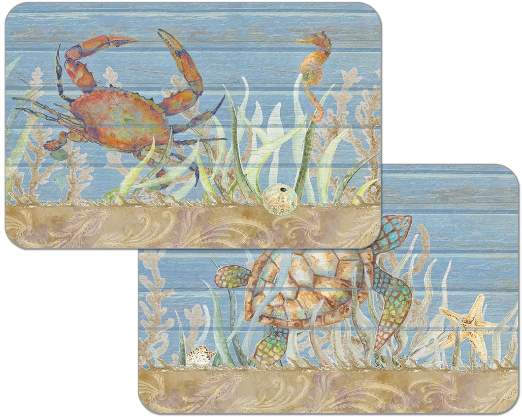 CounterArt Under The Sea Reversible Rectangular Easy Care Placemats Set of 4 Made in The USA