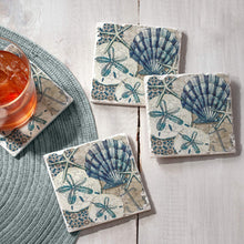Load image into Gallery viewer, CounterArt Absorbent Tumbled Tile Coasters - Tide Pool Shells 4 Pack
