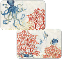 Load image into Gallery viewer, Counterart Set of 4 Reversible Wipe Clean Placemats Indigo Ocean
