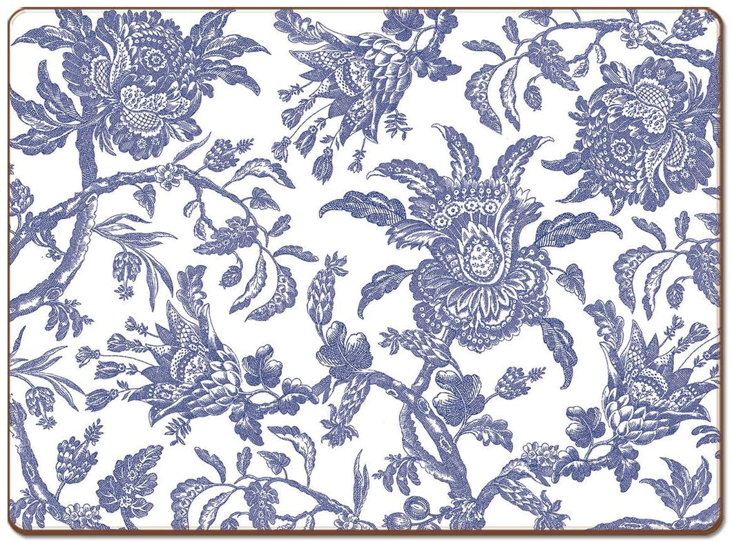 CALA HOME Arcadia Blue by Williamsburg Brand Table Mats Boxed Set of Four Placemats