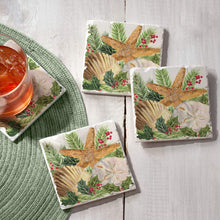 Load image into Gallery viewer, Counterart Absorbent Tumbled Tile Stone Coaster Set - Christmas by The Sea
