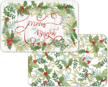 Load image into Gallery viewer, Counterart Winter Greenery Reversible Rectangular Placemat Set of 4 Made in the USA
