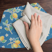 Load image into Gallery viewer, CounterArt Lemons on Blue Reversible Easy Care Set of Four Placemats, Made in The USA

