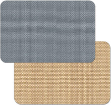 Load image into Gallery viewer, CounterArt Grey and Natural Basket Weave Design Reversible Easy Care Plastic Placemat Set of 4 Made in The USA
