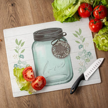 Load image into Gallery viewer, CounterArt Mason Jar Love Tempered Glass Counter Saver/Cutting Board Made in the USA 15 inch by 12 inch
