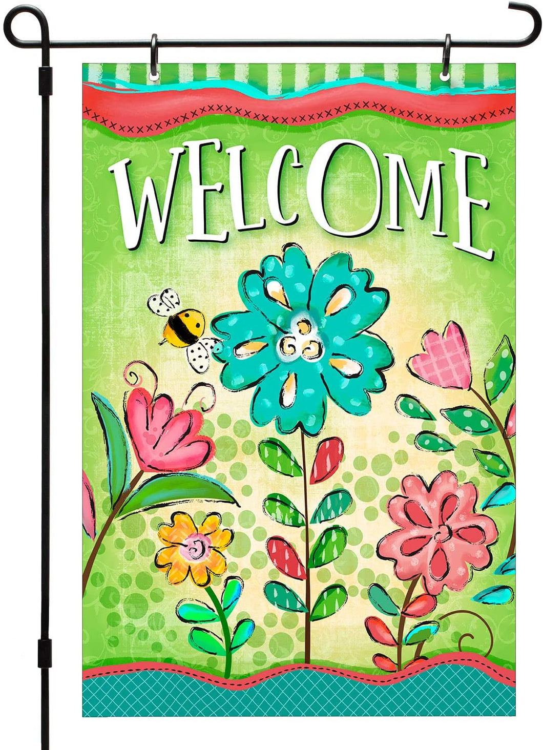 CounterArt Floral Welcome Reversible Multi-Image Outdoor Garden Flag Made In The USA