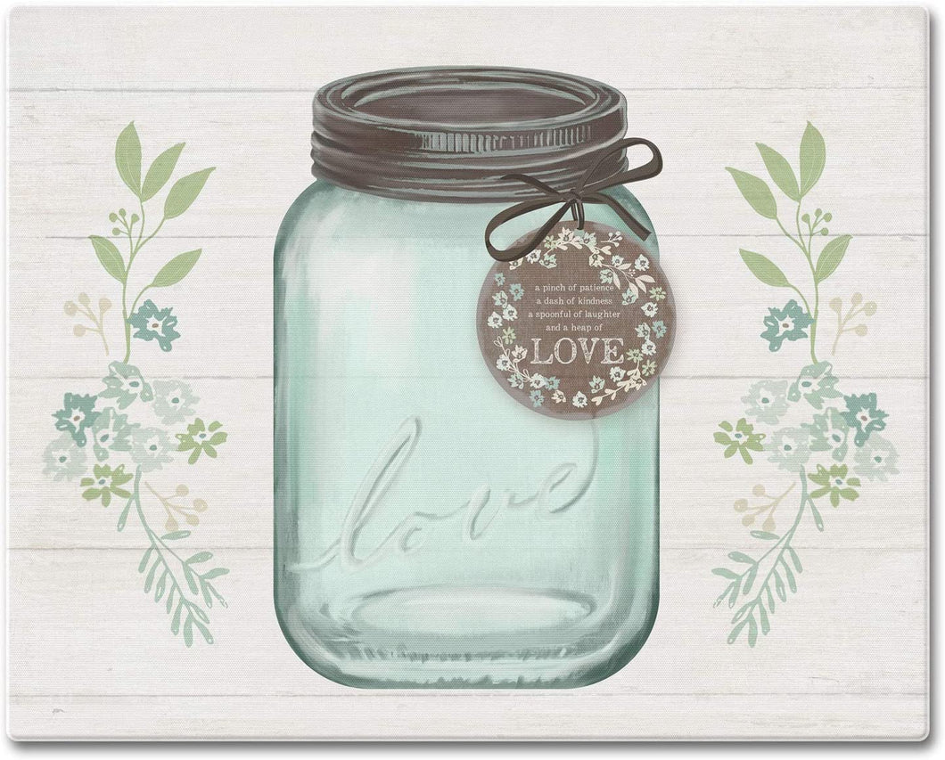 CounterArt Mason Jar Love Tempered Glass Counter Saver/Cutting Board Made in the USA 15 inch by 12 inch