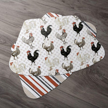 Load image into Gallery viewer, CounterArt Free Range Roosters and Stripes Reversible Easy Care Set of Four Placemats, Made in The USA
