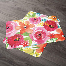 Load image into Gallery viewer, CounterArt Summer Blossoms Reversible Rectangular Placemat Set of 4 Made in The USA
