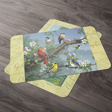 Load image into Gallery viewer, Counterart Beautiful Songbirds Reversible Rectangular Wipe Clean Placemat Set of 4 Made in The USA

