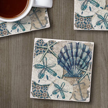 Load image into Gallery viewer, CounterArt Absorbent Tumbled Tile Coasters - Tide Pool Shells 4 Pack
