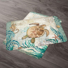 Load image into Gallery viewer, CounterArt Monterey Bay Turtle Reversible Easy Care Placemat Set of 4 Made in The USA
