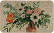 Load image into Gallery viewer, Counterart Natural Linen Look Decorative Low Profile Indoor/Outdoor Floor Mat with Recycled Rubber Back, Fresh Poppies by Jennifer Brinley, Printed in The USA, 29.5” x 17.75”.
