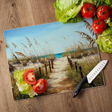 Load image into Gallery viewer, CounterArt Path to the Ocean Tempered Glass Cutting Board - 15&quot; x 12&quot;
